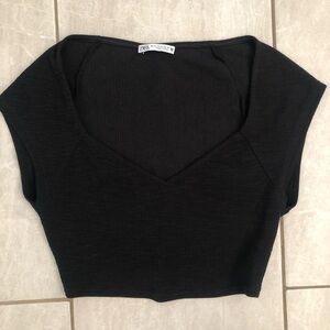 Black V-Neck Zara Crop Top
